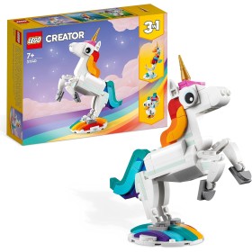 LEGO Creator 3 en 1 Unicornio Mágico, Juguete de Construcción Caballito de Mar o Pavo Real, Regalos de Cumpleaños para Niños y
