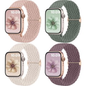 Mastten 4 Pack Correas Compatibles con Apple Watch Correa 40mm 41mm 38mm 42mm Mujer Hombr, Correa Deportiva de Nylon Trenzado,