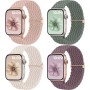 Mastten 4 Pack Correas Compatibles con Apple Watch Correa 40mm 41mm 38mm 42mm Mujer Hombr, Correa Deportiva de Nylon Trenzado,