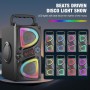 Altavoz Bluetooth, 60W(Peak) Altavoces Wireless Portable para Fiestas en casa con Doble Subwoofer, LED Luces, 80dB Boombox de
