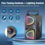 Altavoz Bluetooth, 60W(Peak) Altavoces Wireless Portable para Fiestas en casa con Doble Subwoofer, LED Luces, 80dB Boombox de