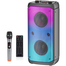 Altavoz Bluetooth, 80W Pico Inalámbrico TWS Altavoces Portátiles Fiestas Al Aire Libre con Subwoofer, Luces LED de Colores,