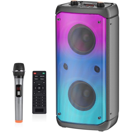 Altavoz Bluetooth, 80W Pico Inalámbrico TWS Altavoces Portátiles Fiestas Al Aire Libre con Subwoofer, Luces LED de Colores,