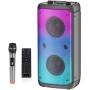 Altavoz Bluetooth, 80W Pico Inalámbrico TWS Altavoces Portátiles Fiestas Al Aire Libre con Subwoofer, Luces LED de Colores,