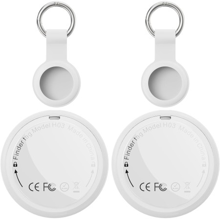 Localizador Bluetooth Blanco - 2 Pack Air Tracker Tag Funciona con Apple Buscar (Sólo iOS 14.5+), Encuentra Teléfono y Llaves,