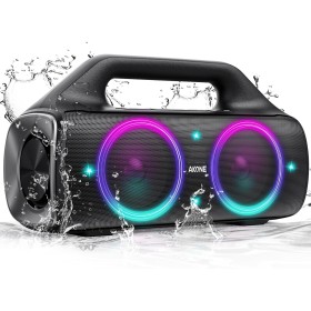 AKONE Altavoz Bluetooth Portátil Potente 80W de Pico, Con Luz LED, Super Bass, 24H de Reproducción, Impermeable IP67 Para