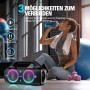 AKONE Altavoz Bluetooth Portátil Potente 80W de Pico, Con Luz LED, Super Bass, 24H de Reproducción, Impermeable IP67 Para