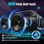 AKONE Altavoz Bluetooth Portátil Potente 80W de Pico, Con Luz LED, Super Bass, 24H de Reproducción, Impermeable IP67 Para