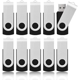 KOOTION 16GB USB Flash Drive, 10 Units Lightweight and Practical, USB Stick Flash Cap Push-Pull, Black, USB 2.0 for