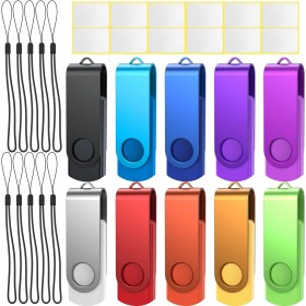 USB Flash Drive 4 GB Pendrives 10 Pieces, Rotating USB 2.0 Flash Memory Stick Multi-Coloured Pen Drive Uflatek Portable Pendrive
