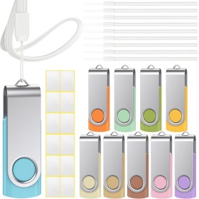 Uflatek USB Flash Drive 1GB Pendrives 10 Pieces USB 2.0 Rotating Morandi Flash Memory Multi-Coloured 1 GB Pen Drive Portable