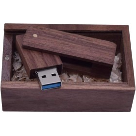 UFARID USB Flash Drives 3.0, 16GB / 32GB / 64GB / 128GB Rotation Data Storage USB3.0 Memory with Wooden Box (16GB, Carbonized