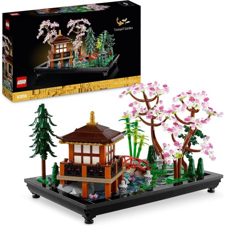 LEGO 10315 Icons Jardín Meditativo, Jardín Zen Botánico para Adultos con Flores de Loto, Decoración de Escritorio