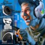 Cascos Gaming con Micrófono Suave, Luz RGB, Sonido Envolvente Claro, Orejeras Ligero Cómodo Ajustable, Auriculares Gaming Blanco
