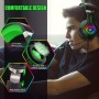 Cascos Gaming con Micrófono Suave, Luz RGB, Sonido Envolvente Claro, Orejeras Ligero Cómodo Ajustable, Auriculares Gaming Blanco