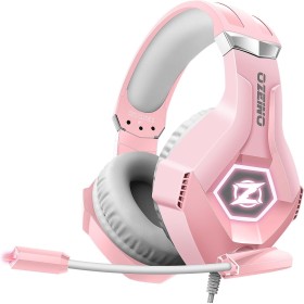 Ozeino Auriculares Gaming para Ps4 Ps5 PC Xboxone, Cascos Gaming con Cancelación de Ruido con Micrófono, Luz LED, Graves