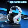 Ozeino Auriculares Gaming para Ps4 Ps5 PC Xboxone, Cascos Gaming con Cancelación de Ruido con Micrófono, Luz LED, Graves