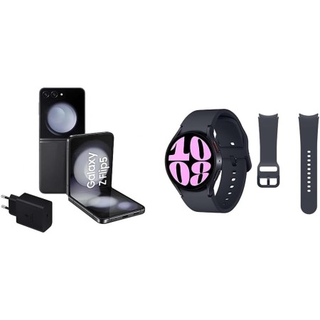 SAMSUNG Galaxy Z Flip5, 256 GB + Cargador 45W - Teléfono Móvil Plegable, Verde Claro Galaxy Watch6 4G LTE, 40 mm + Correa de