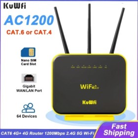 Enrutador KuWFi CAT6 CAT4 4G + 4G, 1200Mbps, 2,4G, 5GHz, WiFi, módem L