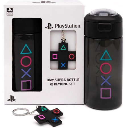 Botella de agua PlayStation Botella deportiva 18oz y llavero Regalo Adultos y ni