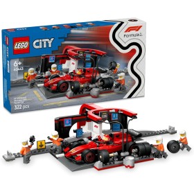 LEGO City Parada en Boxes de F1 y Equipo de Mecánicos con Coche Ferrari de Juguete para Niños y Niñas de 6+ Años, Maqueta de