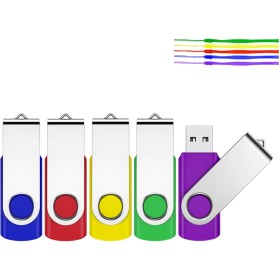 JEVDES Chiavetta USB 2GB 5 Pezzi 2.0 Pen Drive Chiave USB 2 Giga Penna USB Unità Flash Drive Girevole per archiviazione dati