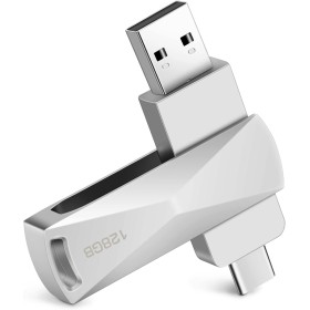 USB Flash Drive 128GB, USB C Pen Drive 128GB, 2 in 1 OTG Dual Flash Drive 128GB USB C Metal Memory Stick for PC, Tablets,