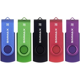 SIMMAX USB Flash Drives 5 Pieces 32GB USB 2.0 Swivel Stick Flash Drive Pendrives Data Storage (32GB Blue Green Black Red Purple)