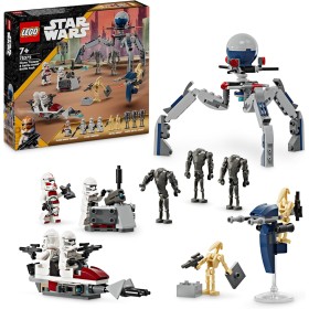 LEGO Star Wars Pack de Combate: Soldado Clon y Droide de Combate, Juguete Infantil, Moto Speeder de Juguete, Figura Tri-Droide y