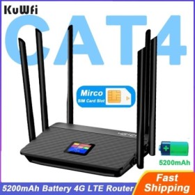 -enrutador lte con batería de 5200mAh, enrutador WiFi inalámbrico CAT4