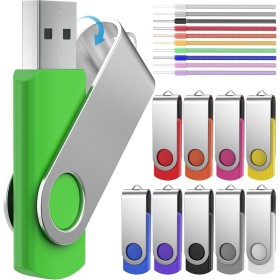 16GB USB Flash Drive 10 Pieces – Practical Pen Drive 16 GB 10 Units Portable Flash Drives – Rotating Key USB 2.0 Data Storage
