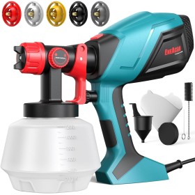 ENEACRO HVLP Pistola de Pintura, 700W Pulverizador Eléctrico con Contenedor de 1200ml, Flujo y Ángulo de Rociado Ajustables, 5