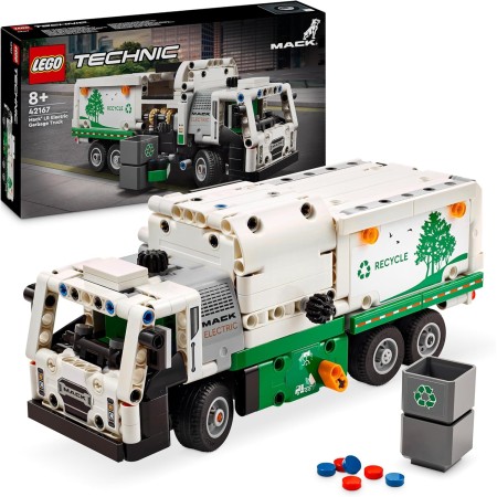 LEGO Technic Camión de Residuos Mack LR Electric, Vehículo Eléctrico de Juguete para el Reciclaje, Regalo para Niños y Niñas de