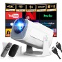 [App Integrada] 2025 Upgraded Proyector Portátil 1920x1080P 4K Supote Videoproyector Dual Control TV WiFi 6 BT5.2 180° Rotation