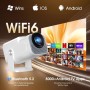 [App Integrada] 2025 Upgraded Proyector Portátil 1920x1080P 4K Supote Videoproyector Dual Control TV WiFi 6 BT5.2 180° Rotation