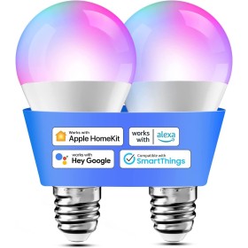 Meross Bombilla Inteligente WiFi, Bombilla LED Multicolor Regulable, 9W, E27, RGBWW 2700-6500 K, Compatible con Apple HomeKit,