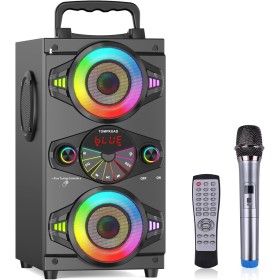 Altavoces Bluetooth, Altavoz Bluetooth inalámbrico portátil de 60 W para fiestas en casa al aire libre con subwoofer, radio FM,