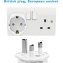 2 Piezas Adaptador Enchufe UK a español Tipo G, Adaptador de Viaje 2-Pin Europa a 3-Pin Reino Unido con Seguridad para niños