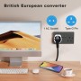 2 Piezas Adaptador Enchufe UK a español Tipo G, Adaptador de Viaje 2-Pin Europa a 3-Pin Reino Unido con Seguridad para niños