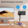 2 Piezas Adaptador Enchufe UK a español Tipo G, Adaptador de Viaje 2-Pin Europa a 3-Pin Reino Unido con Seguridad para niños