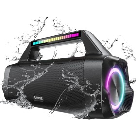 AKONE Altavoz Bluetooth, 80W Altavoz Bluetooth Potente, Bass y con LED, Altavoz portátil de Potente Sonido Estéreo con Graves