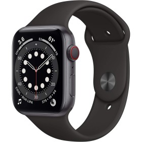Apple Watch Series 6 (GPS + Celular, 44MM) Caja de Aluminio Gris Espacial con Correa Deportiva Negro (Reacondicionado)