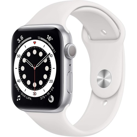 Apple Watch Series 6 (GPS, 44MM) Caja de Aluminio Plata con Correa Deportiva Blanco (Reacondicionado)