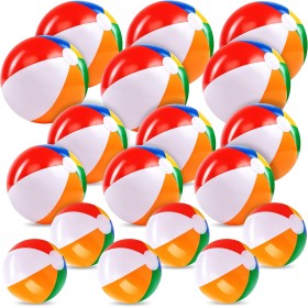 JOYIN Pelotas de Playa Arco Iris (Pack de 18), Combo de 18 Pelotas de Playa Hinchables de 20"/50.8cm (6pcs), 16"/40.6cm (6pcs) Y