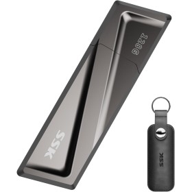 SSK 128GB USB3.2 Gen2 SSD, Up to 550MB/s Read and 500MB/s Write External SSD Portable Fast USB Drive + USB C Adapter for Type-C