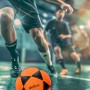 AKTIVE Balón de fútbol Sala PVC, 230-250 Gramos, D18 cm, Talla 3, Color Naranja y Negro, Resistente y Duradero, Óptimo para