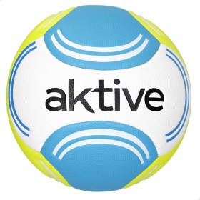 AKTIVE Balón de fútbol PVC, 310-340 Gramos, D22 cm, Talla 5, Color Blanco, Azul y Verde, Resistente y Duradero, óptimo para