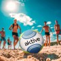 AKTIVE Balón de fútbol PVC, 310-340 Gramos, D22 cm, Talla 5, Color Blanco, Azul y Verde, Resistente y Duradero, óptimo para