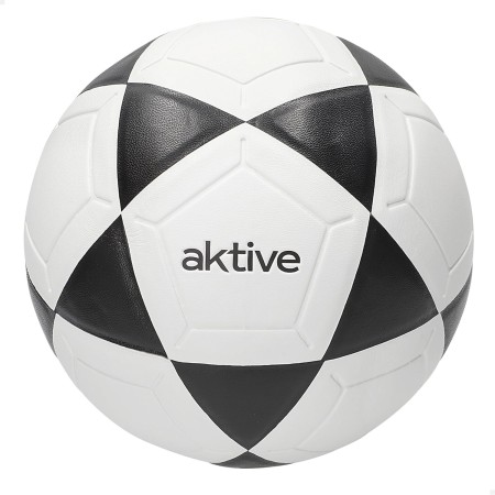 AKTIVE Balón de fútbol PVC, 360-380 Gramos, D20 cm, Talla 4, Color Blanco y Negro, Resistente y Duradero, Óptimo para