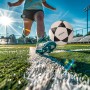 AKTIVE Balón de fútbol PVC, 360-380 Gramos, D20 cm, Talla 4, Color Blanco y Negro, Resistente y Duradero, Óptimo para